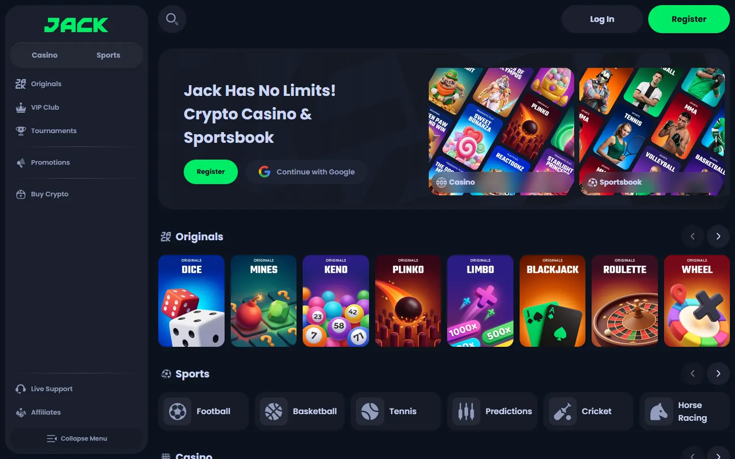 The Jack home page on jack.com, where jackbit.com now redirects